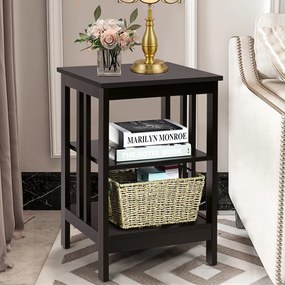 Mesa de cabeceira ou Mesa de apoio com barras de reforço Mesa de apoio para sofá para quarto Sala de estar Corredor 40 x 40 x 61 cm Castanho