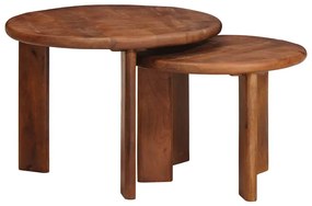 vidaXL Mesas de Café Empilháveis 2 pcs Madeira de manga maciça