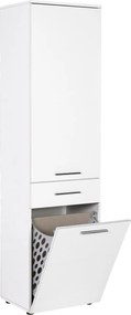 Armário Multiusos com Cesto "Wanna" - Branco - 52x187x38 cm - Design M