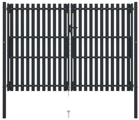 Portão de cerca com porta dupla 306x200 cm aço antracite