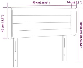 Cabeceira cama c/ luzes LED veludo 93x16x78/88cm cinza-escuro