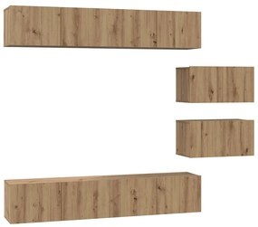 Conjunto de Estantes para TV 6 pcs carvalho artisiano