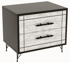 Mesa de Cabeceira Night – Cinza e Preto – 50x55x40 cm