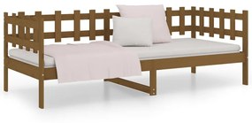 Sofá-cama 90x190 cm madeira de pinho maciça castanho mel