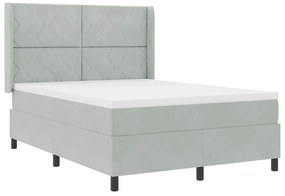 Cama Box Spring com Colchão vidaXL Cinza Claro 140x190 cm Veludo