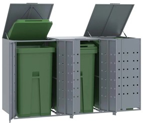 vidaXL Abrigo para 3 caixotes do lixo 207x79x117 cm aço cinzento