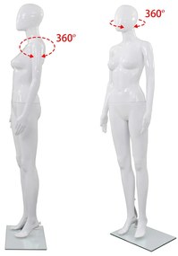 Manequim feminino completo base em vidro 175cm branco brilhante