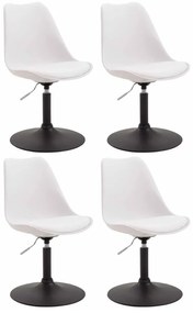 Conjunto de 4 cadeiras de sala de jantar Maverick em plástico com estrutura preta 76-81 x 48 x 57 cm Branco