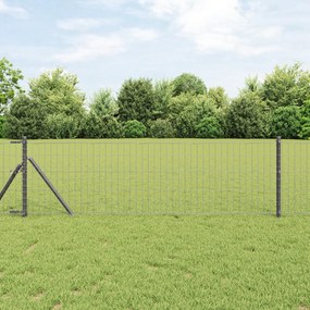 Cerca Euro com 13 Postes 0.6x50 m de Aço Galvanizado Cinza