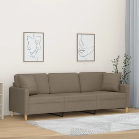 vidaXL Sofá 3 lugares c/ almofadões 210 cm tecido cinza-acastanhado