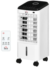 HOMCOM Climatizador Refrigerador de Ar Portátil 3,5 L Climatizador Humidificador Ventoinha Temporizador Oscilação 24,5x27x60cm Branco | Aosom Portugal