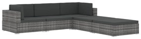 Cadeira de canto seccional c/ almofadões 1 pc vime PE cinzento