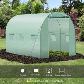 Cobertura de Estufa com 6 Janelas e Porta para Jardim Anti-UV e Anti-envelhecimento PE 300x200x200 cm Verde