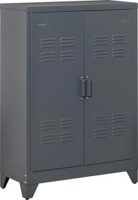 Armário de Metal de Armazenamento com Dupla Porta 2 Prateleiras com Altura Ajustável Armário Multiúso para Escritório Dormitório Garagem 75x33x110cm C