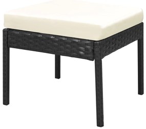 6 pcs conjunto lounge de jardim c/ almofadões vime PE preto