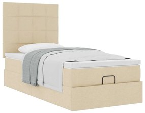 Cama otomana com colchão 100x200 cm tecido creme