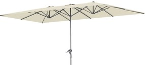 Outsunny Chapéu de Sol Duplo 4,5x2,6 m Chapéu de Sol de Jardim com Manivela Mastro de Alumínio Impermeável e Proteção UV50+ Creme
