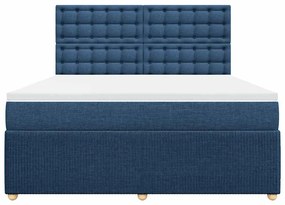 Cama com molas/colchão 180x200 cm tecido azul