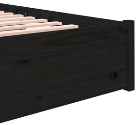 Estrutura de cama 140x190 cm madeira maciça preto