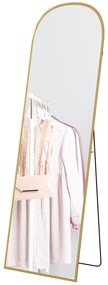 HOMCOM Espelho de Pé Espelho de Corpo Inteiro 50x170 cm com Estrutura de Liga de Alumínio e Suporte para Sala Quarto Dourado | Aosom Portugal
