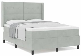 Cama Box com Colchão vidaXL Cinza Claro 140x190 cm Veludo