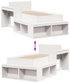 Cama sem colchão 75x190 cm madeira de pinho maciça branco