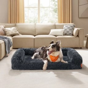 Cama para cães XL Capa amovível e lavável 106 x 80 x 23 cm Cinzento escuro