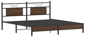 Estrutura de cama sem colchão 183x203 cm carvalho castanho