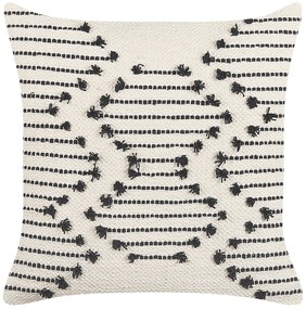 Conjunto de 2 almofadas decorativas em algodão creme e preto com padrão geométrico 45 x 45 cm MYRTUS Beliani