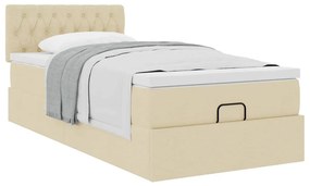 Cama otomana com colchão 90x200 cm tecido creme