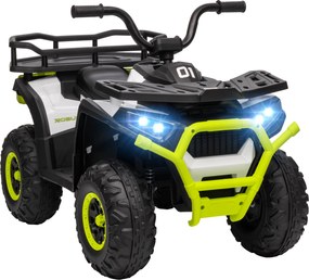 AIYAPLAY Quadriciclo Elétrico para Criança 12 V Faróis Música MP3 Velocidade Ajustável e Cesta de Arrumação 88x50x57,5 cm Verde | Aosom Portugal