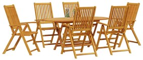 Conjunto de Jantar ao Ar Livre 7 pcs Cor de Madeira de Acácia