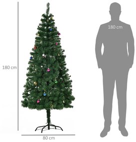 HOMCOM Árvore de Natal Artificial 180cm Ignífugo com 624 Ramos 48 Deco