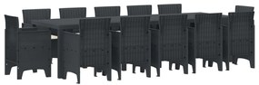 vidaXL Conjunto de Jantar para Jardim 13 pcs Antracite Polyrattan