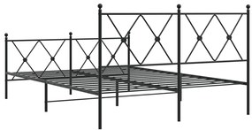 Estrutura de cama com cabeceira e pés 140x190 cm metal preto