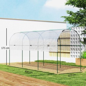 Estufa de jardim com 4 arcos de aço e cobertura em PVC, 4 x 1,2 x 1,7 m, verde
