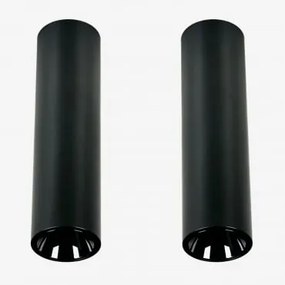 Pack De 2 Apliques De Teto Led De Superfície Redondos Ø4 Cm Em Alumínio Luisiana Preto & Branco Cálido 2700k & 3 W & 38º - Sklum