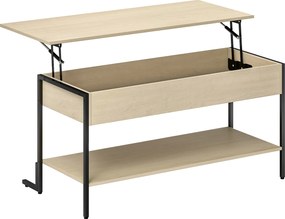 HOMCOM Mesa de centro com tampo elevatório, mesa de sala com compartimento oculto e prateleira aberta, 95x40x59cm, madeira natural | Aosom Portugal
