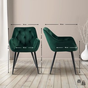 Conjunto de 2 cadeiras de sala de jantar Cassis 56 x 81 x 58 cm Verde