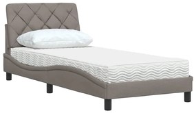 Cama com colchão 90x190 cm tecido castanho-acinzentado