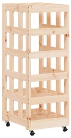 Suporte de Lenha c/ Rodas 40x49x110 cm - Pinho Maciço