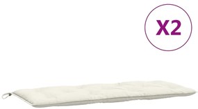 Almofadões banco jardim 2pcs 120x50x7cm mesclado creme