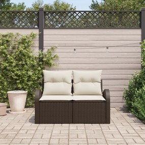 vidaXL Sofá de Jardim para Dois com Armazenamento e Almofadas Castanho Polirratan