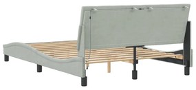 Estrutura de cama c/ luzes LED 140x200 cm veludo cinzento-claro