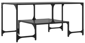 Mesa de centro com topo em vidro preto 98,5x50x45 cm aço