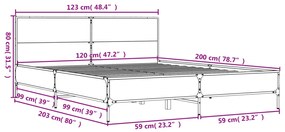 Estrutura de cama 120x200 cm derivados madeira/metal