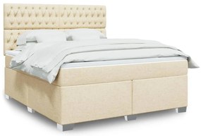 vidaXL Cama com molas/colchão 180x200 cm tecido cor creme