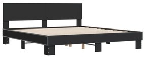 Estrutura de cama 200x200 cm derivados de madeira/metal preto