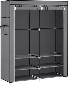 Guarda roupa aço e tecido 45 x 127 x 176 cm cinzento