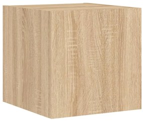 Móveis de parede para TV com luzes LED 2 pcs carvalho sonoma